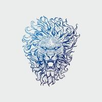 león dibujado en Clásico grabado estilo vector