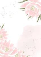 background design with delicate lotus flowers and watercolor splashes. Delicate watercolor background template for holiday cards, wedding invitations and brochures. vector