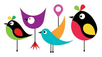 Vibrant Avian Decor Explore Our Colorful and Funky Bird Decoration Shapes Collection vector