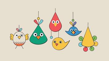 Vibrant Avian Decor Explore Our Colorful and Funky Bird Decoration Shapes Collection vector