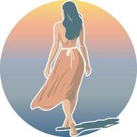 Woman Wearing Bikini on Summer Vacation. vector