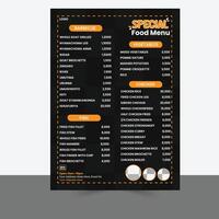 Restaurant menu design, food menu, modern menu. vector