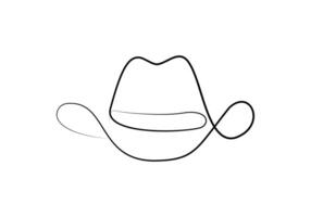 Continuous one line drawing of cowboy hat,Simple cowboy hat line art illustration,Isolated on white background illustration. vector