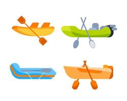 Boat types set. Wooden ships for ocean or marine sail vector