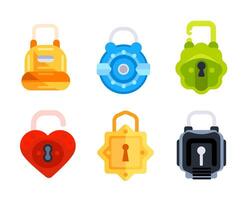 Lock set. Padlock lock for safety and security protection. Ancient Hanging Locks. vector