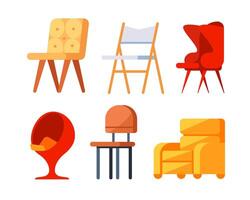 Chair set. Comfortable furniture for apartment interior or office vector