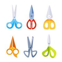 Scissors set with handles. Stationery scissors. Grooming equipment for beauty coiffure. vector