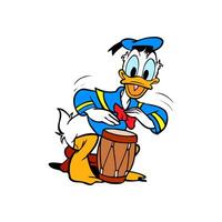 disney personaje Donald Pato y percusión dibujos animados animación vector