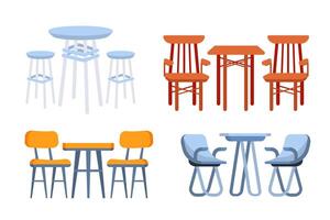 Chairs and tables Set. Furniture for office, cafe, Restaurant. Home kitchen interior vector