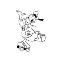 Disney character donald duck and skates cartoon animation vector