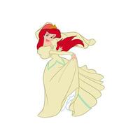 Disney princess animated character belle beautiful cartoon vector