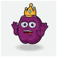 ciruela Fruta con conmocionado expresión. mascota dibujos animados personaje para sabor, cepa, etiqueta y embalaje producto. vector