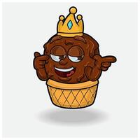 Ice cream With Smug expression. Mascot cartoon character for flavor, strain, label and packaging product. vector