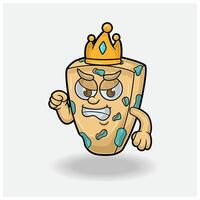 azul queso con enojado expresión. mascota dibujos animados personaje para sabor, cepa, etiqueta y embalaje producto. vector