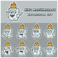 Marshmallow Expression set. Mascot cartoon character for flavor, strain, label and packaging product. vector