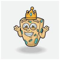 azul queso con no saber sonrisa expresión. mascota dibujos animados personaje para sabor, cepa, etiqueta y embalaje producto. vector