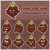 Pine Cone Expression set. Mascot cartoon character for flavor, strain, label and packaging product. vector