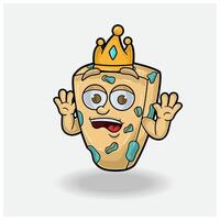 azul queso con conmocionado expresión. mascota dibujos animados personaje para sabor, cepa, etiqueta y embalaje producto. vector