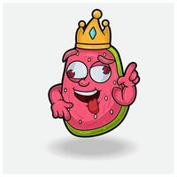 guayaba Fruta con loco expresión. mascota dibujos animados personaje para sabor, cepa, etiqueta y embalaje producto. vector