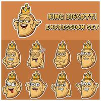 Biscotti Expression set. Mascot cartoon character for flavor, strain, label and packaging product. vector