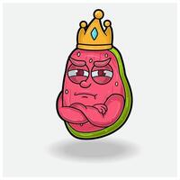 guayaba Fruta con celoso expresión. mascota dibujos animados personaje para sabor, cepa, etiqueta y embalaje producto. vector