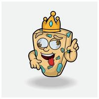azul queso con loco expresión. mascota dibujos animados personaje para sabor, cepa, etiqueta y embalaje producto. vector