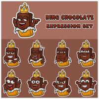 chocolate expresión colocar. mascota dibujos animados personaje para sabor, cepa, etiqueta y embalaje producto. vector
