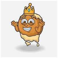 tortita con no saber sonrisa expresión. mascota dibujos animados personaje para sabor, cepa, etiqueta y embalaje producto. vector