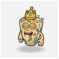 azul queso con dormir expresión. mascota dibujos animados personaje para sabor, cepa, etiqueta y embalaje producto. vector