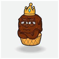 Ice cream With Jealous expression. Mascot cartoon character for flavor, strain, label and packaging product. vector