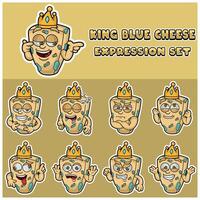 Blue Cheese Expression set.Mascot cartoon character for flavor, strain, label and packaging product. vector