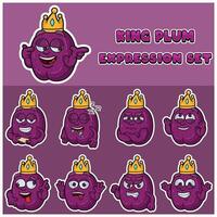 Plum Fruit Expression set. Mascot cartoon character for flavor, strain, label and packaging product. vector