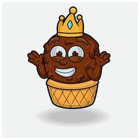Ice cream With Dont Know Smile expression. Mascot cartoon character for flavor, strain, label and packaging product. vector