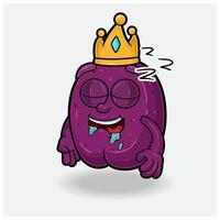 Plum Fruit With Sleep expression. Mascot cartoon character for flavor, strain, label and packaging product. vector