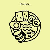 ilustración de ramen de comida japonesa vector