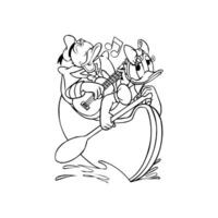 disney personaje Donald Pato y margarita Pato Pareja amor en barco dibujos animados animación vector