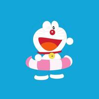 Doraemon swimming cartoon character japanese anime vector