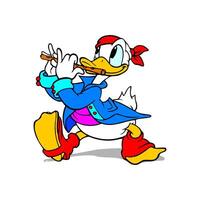 Disney character donald duck and flute music cartoon animation vector