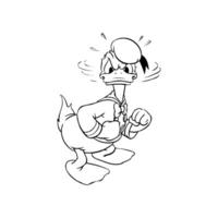 Disney character donald duck cartoon animation sketch art vector
