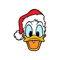 Disney character donald duck and christmas hat cartoon animation vector