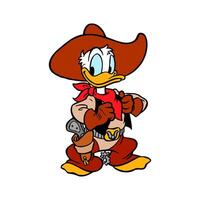 disney personaje Donald Pato con vaquero uniforme dibujos animados animación vector