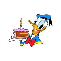 disney personaje Donald Pato cumpleaños pastel dibujos animados animación vector