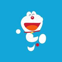 doraemon contento dibujos animados personaje japonés anime vector