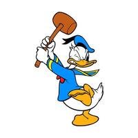 disney personaje Donald Pato con martillo dibujos animados animación vector