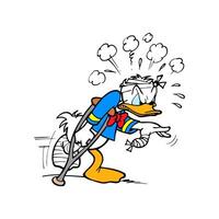 disney personaje Donald Pato accidente dibujos animados animación vector