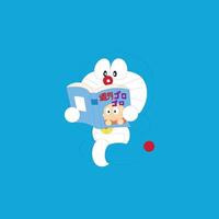 Doraemon reading books cartoon character japanese anime vector