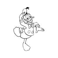 Disney character donald duck happy line art cartoon animation vector