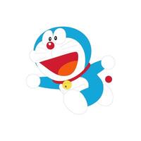 Doraemon running smile cartoon character japanese anime vector