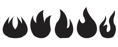 Fire icon collection. Fire flame symbol. Bonfire silhouette logotype. Flames symbols set flat style vector
