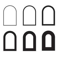 hueco arco contorno forma línea icono colocar. icono diseño con blanco antecedentes. vector